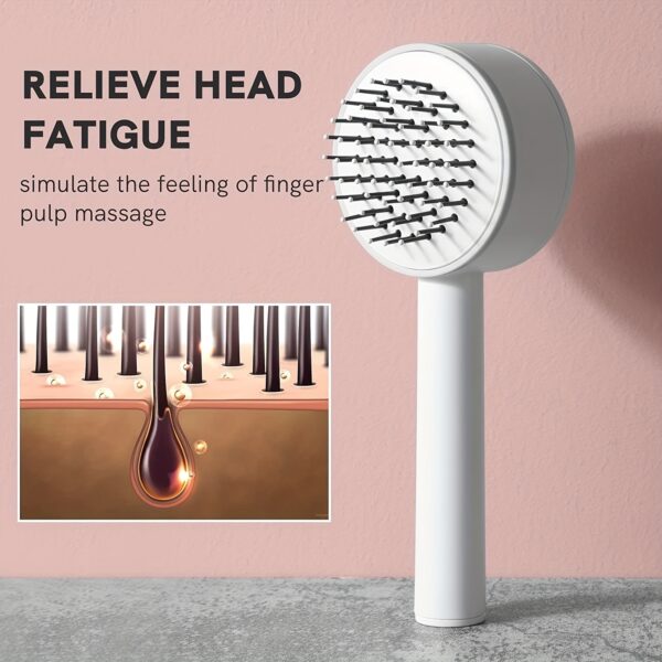 One-key Self-cleaning Hair Brush For Women Curly Hair Brush  Anti-Static Airbag Massage Comb  Airbag Massage Scalp Comb Professional Detangling One-key Self-cleaning - Image 6